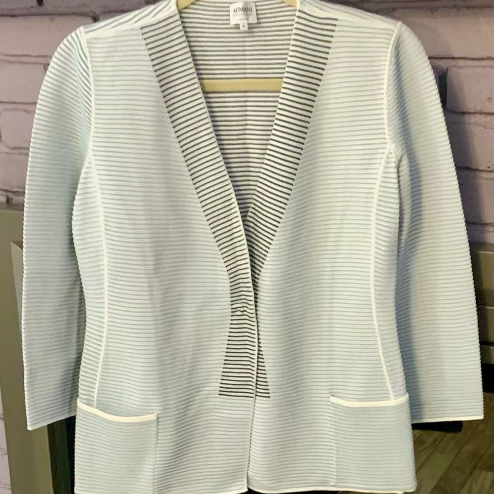 Armani Collezioni Striped Open-Front blazer - Picture 6 of 8